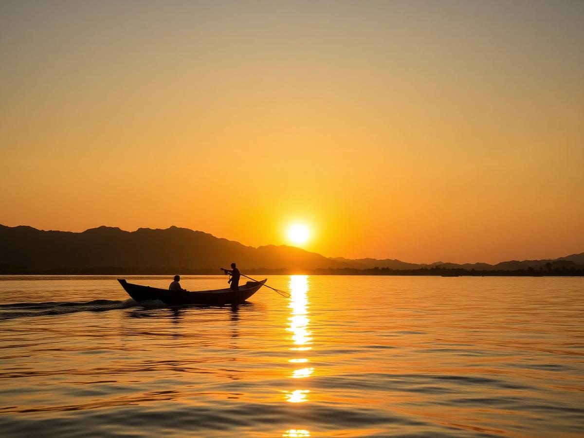 Mekong river at sunset